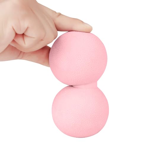 Double Lacrosse Peanut Massage Ball for Deep Tissue Pain Relief - Micro-Elastic Myofascial Roller Ball for Back and Neck, Foot and Physical Therapy (Pink) - color: Pink