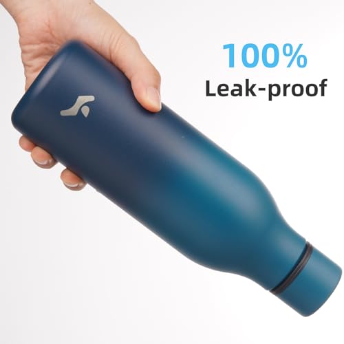 Konokyo 18 oz Insulated Stainless Steel Metal Water Bottle with Strap - color: Indigo Black, size: 18 Ounces