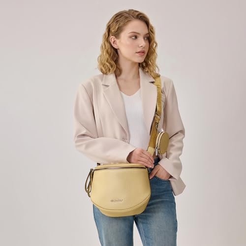 Montana West Crossbody Bag for Women, Vegan Leather Bum Bag with Coin Purse - color: Gold
