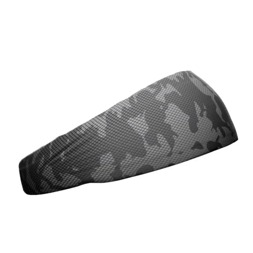40+ Designs! Unisex Headband/Sweatband. Best for Sports, Fitness, Working Out, Yoga. Tapered Design - color: Grey Carbon Camo
