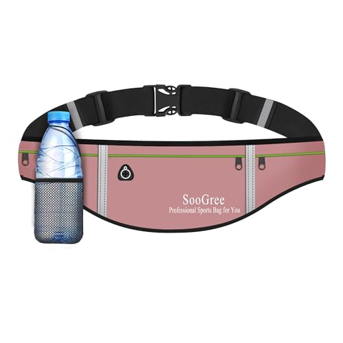 Men Women Slim Running Belt Fanny Pack,Zipper Waterproof Running Waist Pack,Ultra Light Reflective Phone Holder,Sport Workout Belt Bag for Running Walking Cycling Camping Gym (GSP1201-Cinnamon Pink) - color: GSP1201-Cinnamon Pink