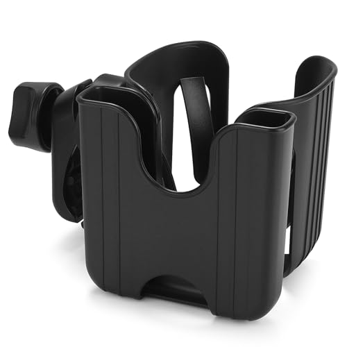 Accmor Stroller Cup Holder, Universal Cup Holder for Walker Wheelchair Bike Scooter, 360° Rotatable Stroller Cup Holder Attachment Walker Wheelchair Accessory - color: Black