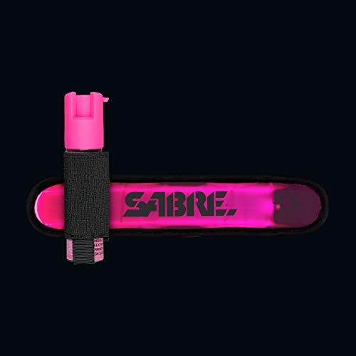 SABRE Runner Pepper Gel Spray for Running, Walking & Personal Safety - color: Pepper Gel with LED Arm Band, Pink