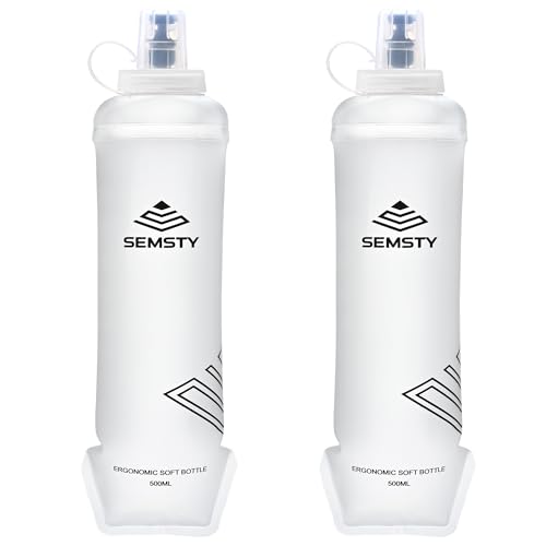 500ml Soft Flask, 2 Pack TPU Collapsible Water Bottle for Running - color: 500ml Grey
