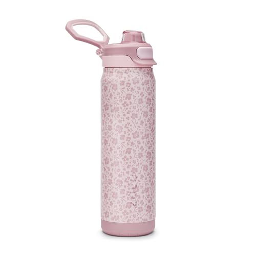 ZULU Powerfill Pro 24oz Stainless Steel Sip or Chug Water Bottle, Flower - color: You're Wild Flower, style: 24oz