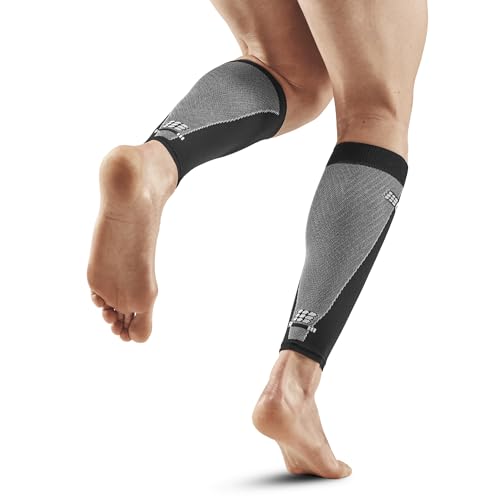 CEP Men’s Calf Compression Running Sleeves | Running Ultralight Calf Sleeves - color: Black/Grey, size: 3
