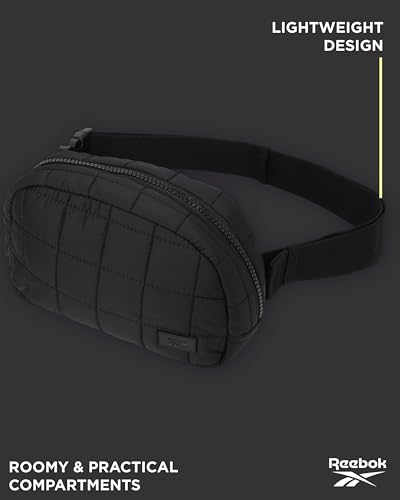 Reebok Belt Bag Fanny Pack for Women & Men, Adjustable Crossbody - color: Case Black