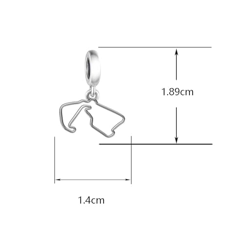 F1&Famous Race Racetrack Charm for Bracelet Necklaces, S925 Sterling Silver Charms, UK Brazil Spain Race Track Charms Jewelry Racing Souvenirs Gift - color: Race Racetrack Q3909