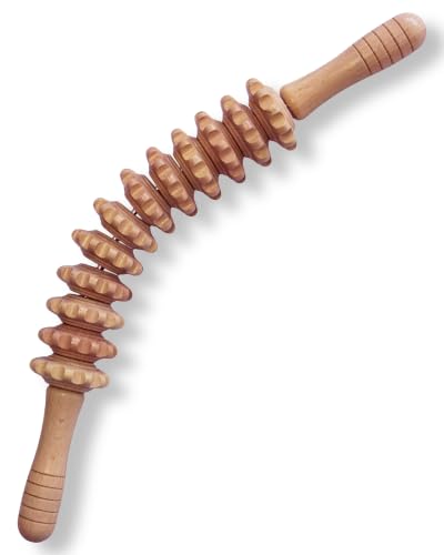 Curved Muscle Roller Stick – Deep Tissue Massage Stick for Muscle Recovery & Sports Therapy, Manual Massage Roller for Legs, Back & Trigger Points (Zero Flex Steel Core) with Travel Bag