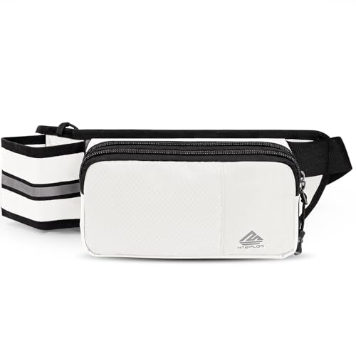 Fanny Pack for Women Men with Water Bottle Holder,Waist Bag for Hiking,Travel,Running,Dog Walking,Workout,Cycling (White) - color: White