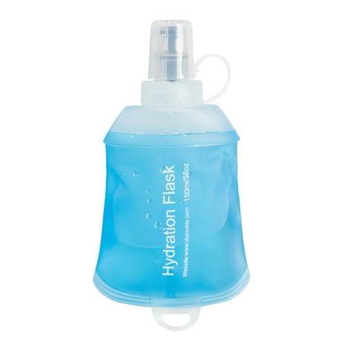 Sport Soft Water Bottle, TPU Collapsible Flask Foldable Bottles for Hydration Pack, BPA-Free, for Running Hiking Cycling Climbing (150ml) (Blue) - color: Blue