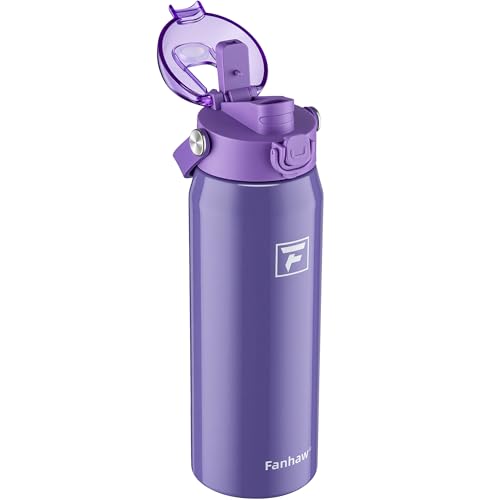 Fanhaw 24oz Stainless Steel Water Bottle with 2-in-1 Lid, Lilac - color: Lilac