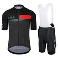 Men's Cycling Jersey Set Cycling Kit Bicycle Jersey Rear Zipper Pocket Bike Bib Shorts with Pockets Race Fit High Density Pad - color: Black/Red Set, size: X-Large