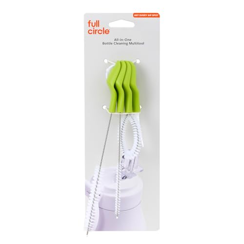 Full Circle All-in-One Bottle Cleaning Multitool, Green - color: Green