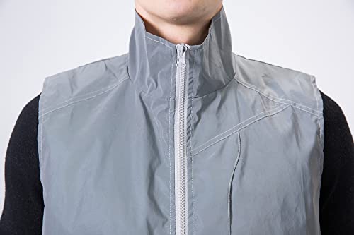 LZLRUN Mens Reflective Vest Jacket Casual Hiphop Windbreaker Night Sporting - size: XX-Large