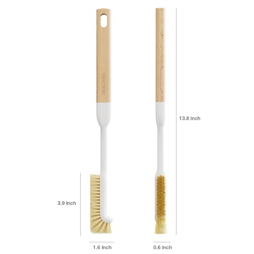 Cleaning Brush, Diveotree Hard Bristle Brush for Deep Cleaning Grout, Sink, Cup, Teapot, Bottle, Blender, Multi-Purpose Brush wih Long Handle for Kitchen (White-2Pack) - color: White-2pack