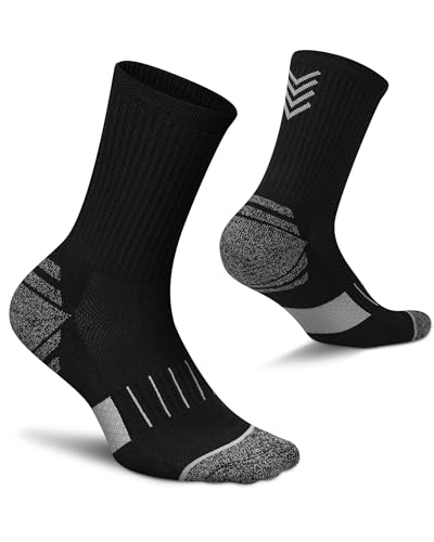 Crew Socks for Women Cushioned Athletic Running Hiking Compression 5 Pairs - color: 5 Pairs Black Crew Socks, size: 8-10