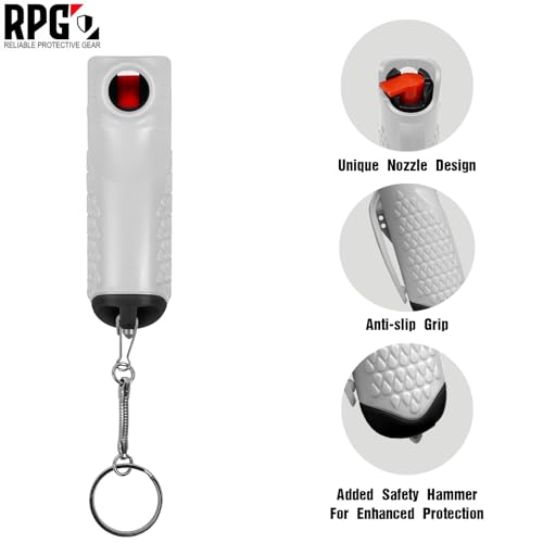 Pepper Spray, Self Defense OC Pepper Spray Keychain, 12 ft Range, 0.5 fl oz - color: French Gray
