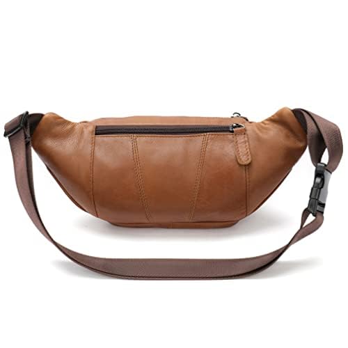 Leather Fanny Pack Waist Bag for Men Women Outdoor Travel Hiking Camping Walking Running Hip Bum Belt Slim Cell Phone Purse Wallet Pouch (#03Brown) - color: #00Brown