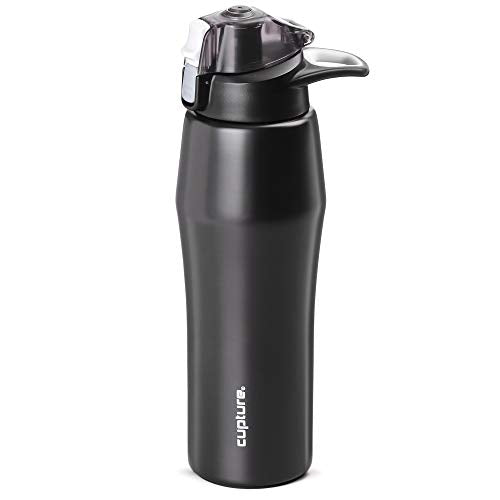 Cupture Action Bottle with Handle - Stainless Steel Vacuum-Insulated, 22 oz - color: Black