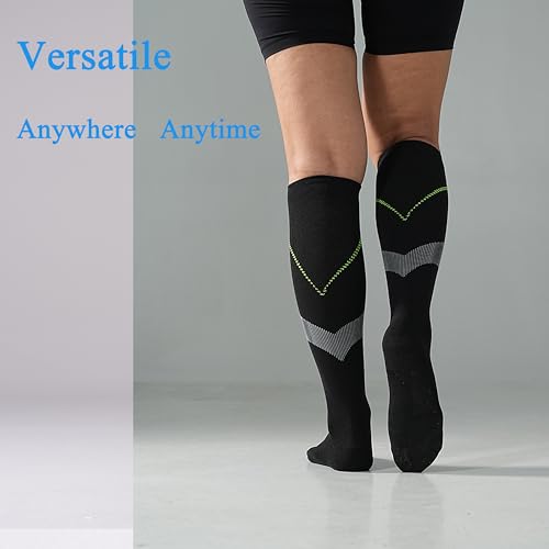 4 Pairs 20-30mmHg Compression Socks for Women Knee High Flying - color: White, size: Large-X-Large