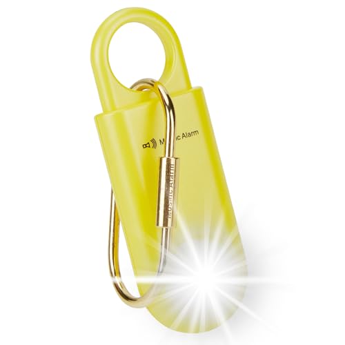 130db Personal Safety Alarm with Ultra Bright Strobe Light. Lemon Yellow - color: Lemon Yellow, style: Button cell