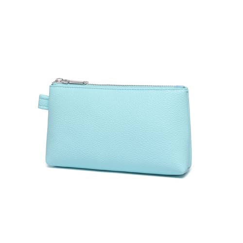 Small Makeup Bag for Purse, Leather Cosmetic (Clear Water Blue) - color: Clear Water Blue