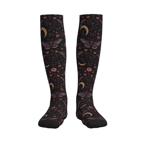 Witchy Moth Compression Socks For Women Men - color: Mystic Moth Floral
