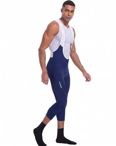 Przewalski Men's Cycling Bib Shorts 3/4 Bike Bib Pants 4D Padded - color: Blue, size: Medium