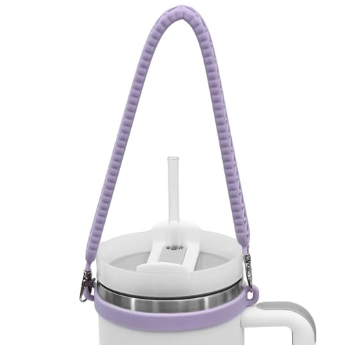 Water Bottle Handle, Silicone Water Bottle Sling, Carrier, Holder with Strap, Fits Most 8-40oz Bottles Stanley Cup Accessories - color: Purple
