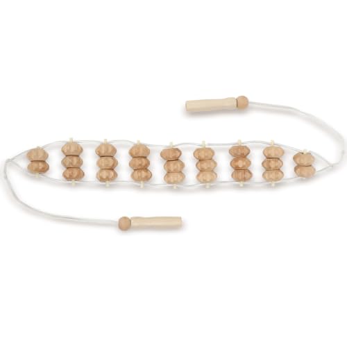 Mr.Woodware Rope Back Massager - 47.2 inches Lymphatic Drainage Massager Tool for Back, Neck, Legs, Waist, Body Pain Relief and Massage Therapy - Anti Cellulite Wooden Massage Roller for Maderoterapia
