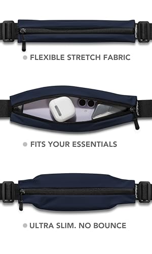 Fitgriff® Running Belt V2 for Men & Women - Slim Fanny Pack, Phone Holder for Jogging, (Fits All Cell Phones) - Money Belt, Runners Waist Pouch (Dark Blue, Adjustable (Waist 24.4 – 43.3 inches)) - color: Dark Blue