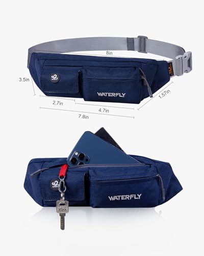 WATERFLY Small Fanny Pack for Women Men, Crossbody Travel Waist Bag - color: Dark Blue