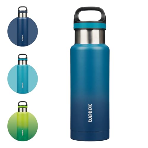 BJPKPK 18oz Insulated Water Bottle Stainless Steel Water Bottle with Handle - color: Indigo Black, size: 18 Ounces