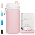 PLTCAT Collapsible Water Bottles, 19oz Foldable Silicone Travel Bottles - color: Pink