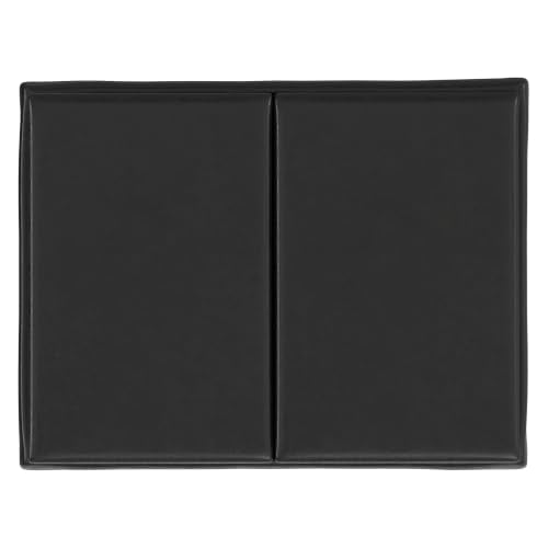 SIMPLIHOME Owen 34" Wide Vegan Leather Rectangle Tray Top Ottoman in Black - color: Distressed Black