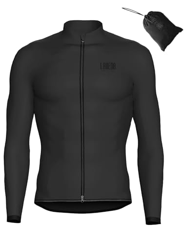 LAMEDA Cycling Jacket for Men Women, Windproof Lightweight Packable Cycling Windbreaker Bicycle Clothing Jacket - color: Bk Jacket-plus, size: XX-Large