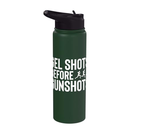 Gel Shots Before Gunshots Half Marathon 13.1 Runner Stainless Steel Insulated Water Bottle - color: Dark Green
