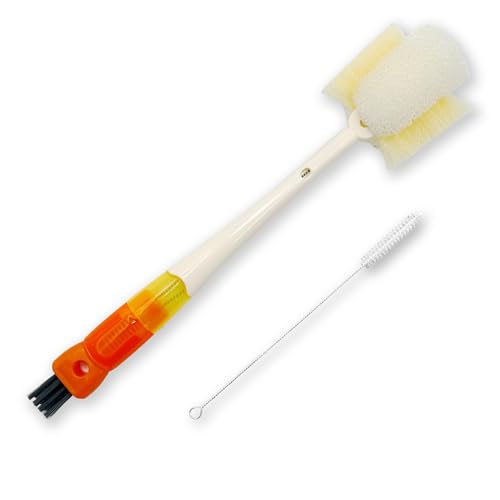 2 Pcs Water Bottle Brush Cleaner Set, 5 in one Bottle Cleaning Brush - color: Orange