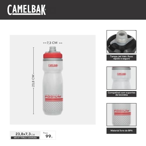 CamelBak Podium Chill Water Bottle 21oz, Fiery Red/White - color: Fiery Red/White