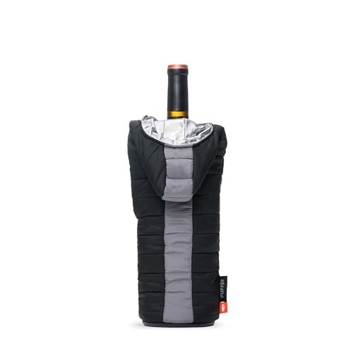 Puffin Caddy Wine Bag Insulated Wine Bottle Cooler, 750 ml - Black & Pewter - color: Black/Pewter