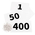 Azarxis Running Bib Competitor Numbers with Safety Pins, Tyvek Tearproof Waterproof 4"x7" / 6"x7.5" for Marathon Races Events - color: #01 [4"x7"] Numbers 001-400