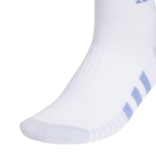 adidas Women's Cushioned Socks 3 Pairs - color: White/Blue Fusion/Powder Teal Green/3.0/Quarter, size: Medium, style: Quarter