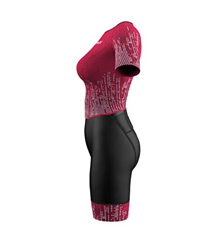 Sparx Aero Triathlon Suit Women Short Sleeve Tri Suit Women Running Swimming Cycling SkinSuit - color: Burgundy, size: Medium