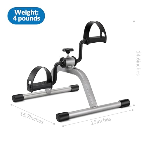 RYGEO Pedal Exerciser Mini Exercise Bike for Leg and Arm Recovery Exercise Lightweight and Portable Floor Bike - color: GREY