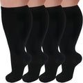 4 Pairs Plus Size Compression Socks,Extra Wide Calf - color: 01-4pairs Black, size: 3X-Large