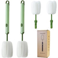 Bottle Brush Long Handle Cup Cleaner Brush Sponge Bottle Scrubber Detachable Handle Portable Sponge Cleaning Brush for Cups Wine Glasses Water Bottles Baby Bottles and Vacuum Flasks (Green) - color: Green