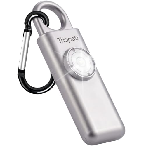 Thopeb Personal Safety Alarm for Women – Superior Loud Siren & SOS Strobe - color: Metallic Silver