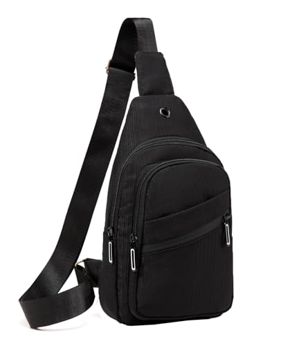 AOSTIHOT Crossbody Sling Bag Small Sling Backpack for Women, Chest Daypack Crossbody Shoulder for Travel Sport Running Hiking - color: G Black
