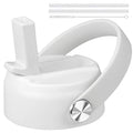 KMN Wide Mouth Straw Lid with Flip Top, Replacement Cap with Straw for Hydro Flask 18 32 40 oz Wide Mouth Water Bottle & 12 16 20 oz Coffee Flask, BPA-Free Leakproof Sports Lid (White) - color: White